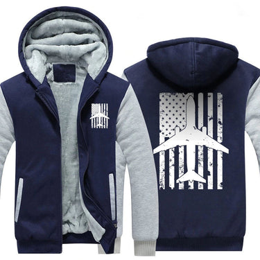 B737 AIRLINER DISTRESSED AMERICAN FLAG DESIGNED ZIPPER SWEATER THE AV8R